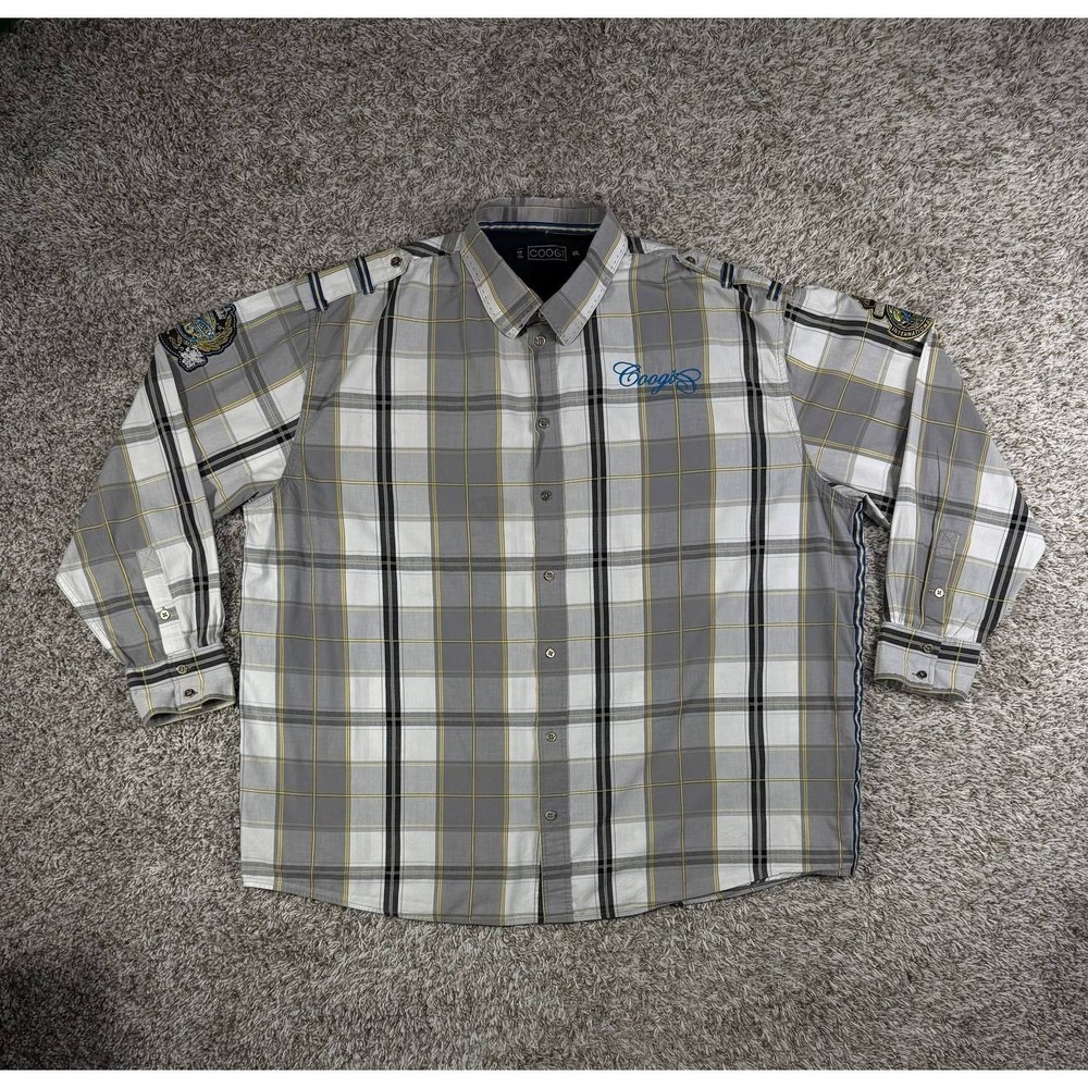 Coogi Internationaly Recognized Patch Button Down Plaid Shirt Men's Size 4XL